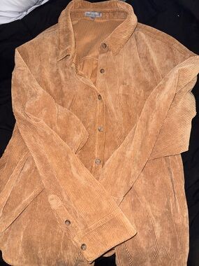 Women's Corduroy Shirt Jacket in Tan - Lightweight Layering